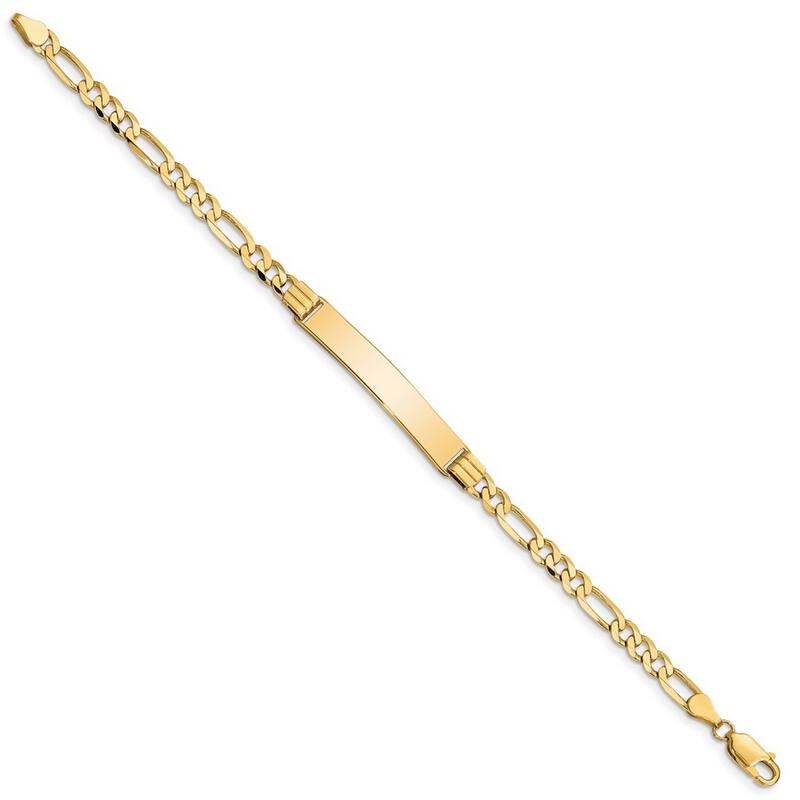 Curata 6.56mm 10k Yellow Gold Engravable Figaro Link ID Bracelet