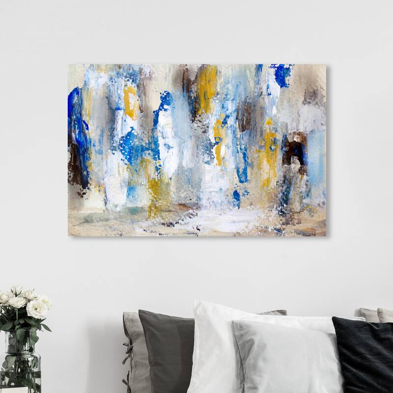 Wynwood Studio Canvas Abstract Rain at the Beach Blue and Modern & Contemporary Wall Art Canvas Print - 36 x 54