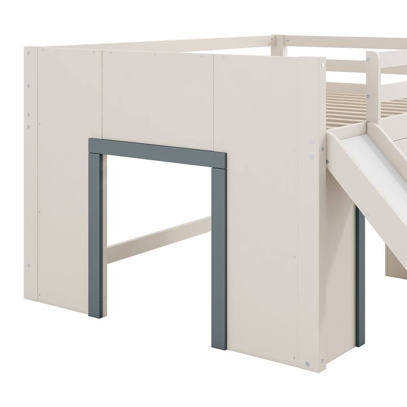 Full Size Low Loft Bed with Slide, Stairs, and Storage by Harper&Bright Designs
