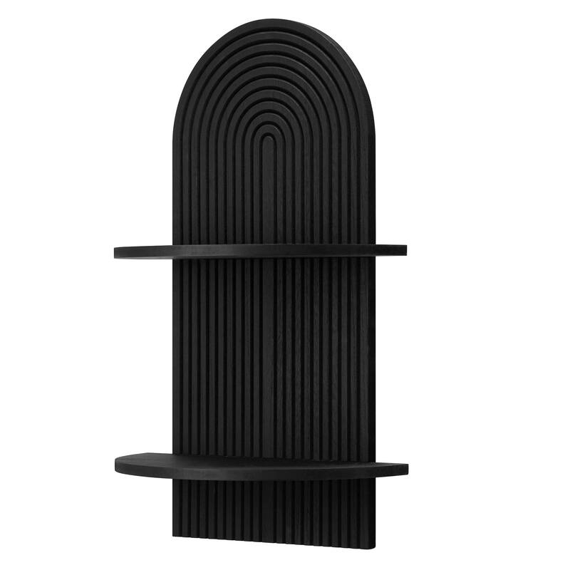 American Art Decor Lunar Ledges Wall Shelf in Brown - 23.75" x 14" - Black