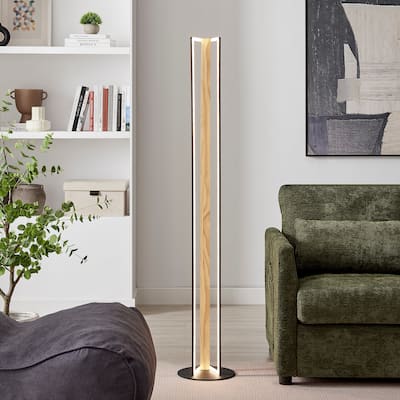 Iron & Wood Floor Lamp - N/A