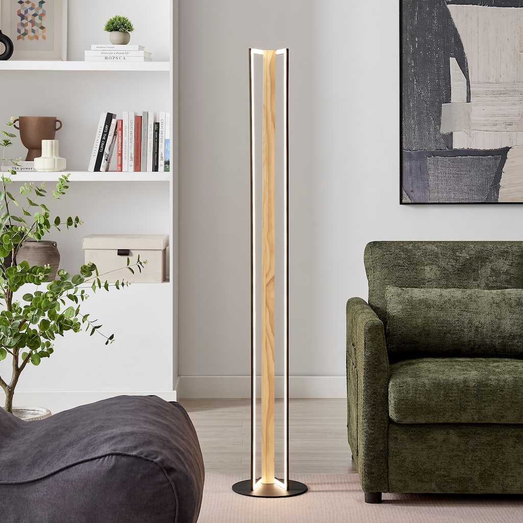 Iron & Wood Floor Lamp - N/A