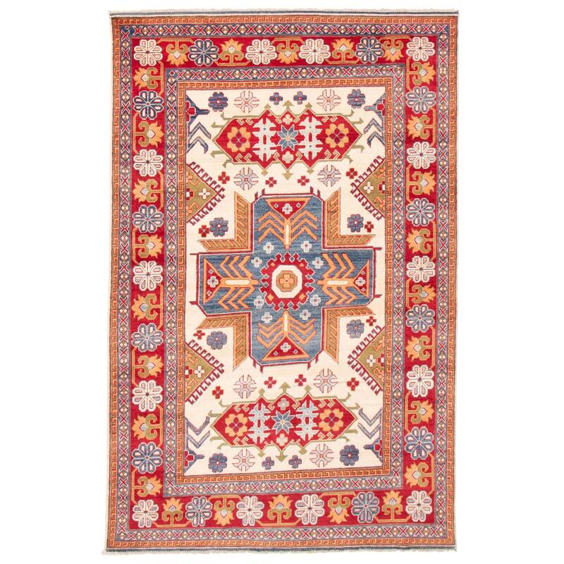 ECARPETGALLERY Hand-knotted Finest Ghazni Cream Wool Rug - 6'6 x 10'0