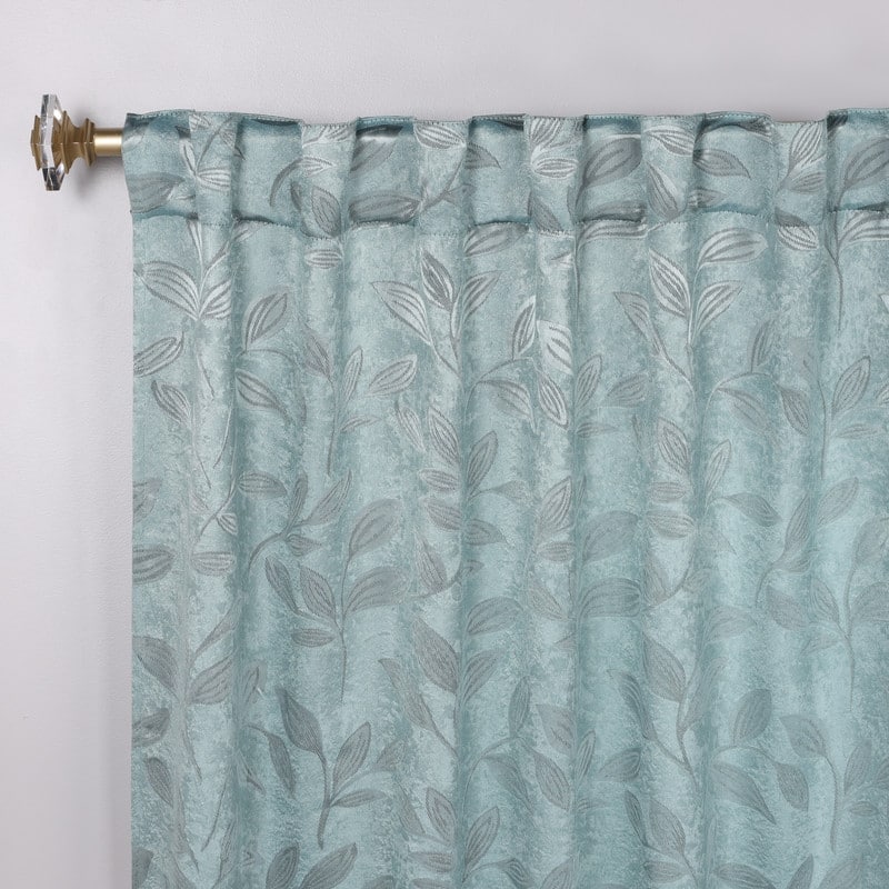 Superior Leaves Machine Washable Room Darkening Curtains with Back Tabs, Set of 2