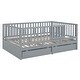 preview thumbnail 115 of 118, Roomfitters Twin Size Wood Daybed with Fence Guardrails, 2 Storage Drawers, Convertible Floor Bed, and Built-In Shelving