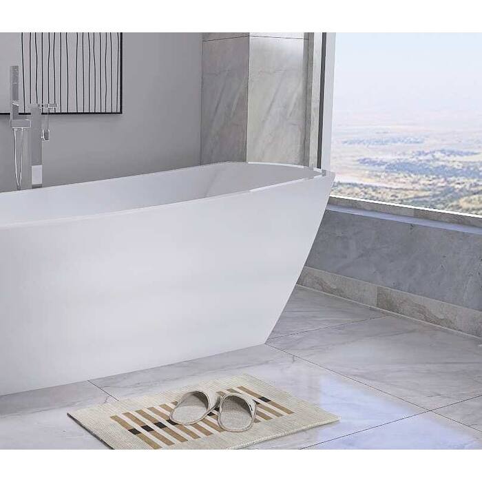 Peter Soaking Single Slipper Rectangular Bathtub in Glossy White