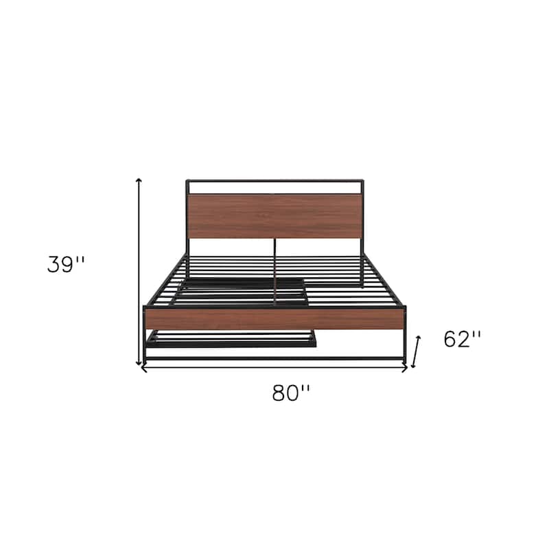 HomeRoots Black Metal Queen Bed Frame With Trundle