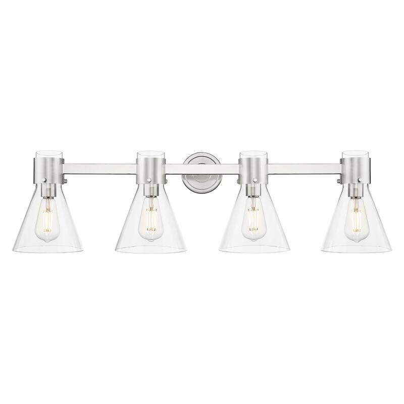 Innovations Lighting 464-4W-G464C-7CL Lawton Cone 4 Light 34" Wide - Satin Nickel