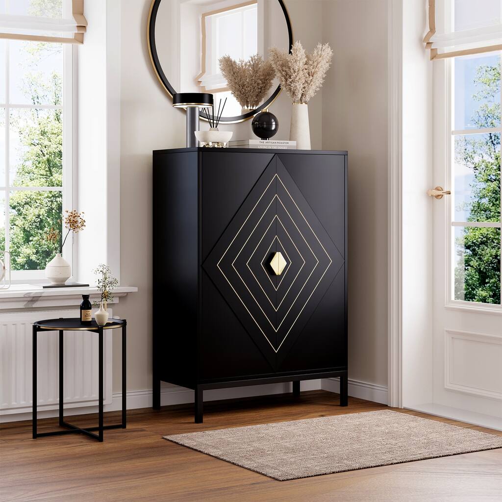 Rossetta Narrow Farmhouse Style Wooden Shoe Rack Organizer Cabinet with 9 Flip Drawers and Adjustable Shelves