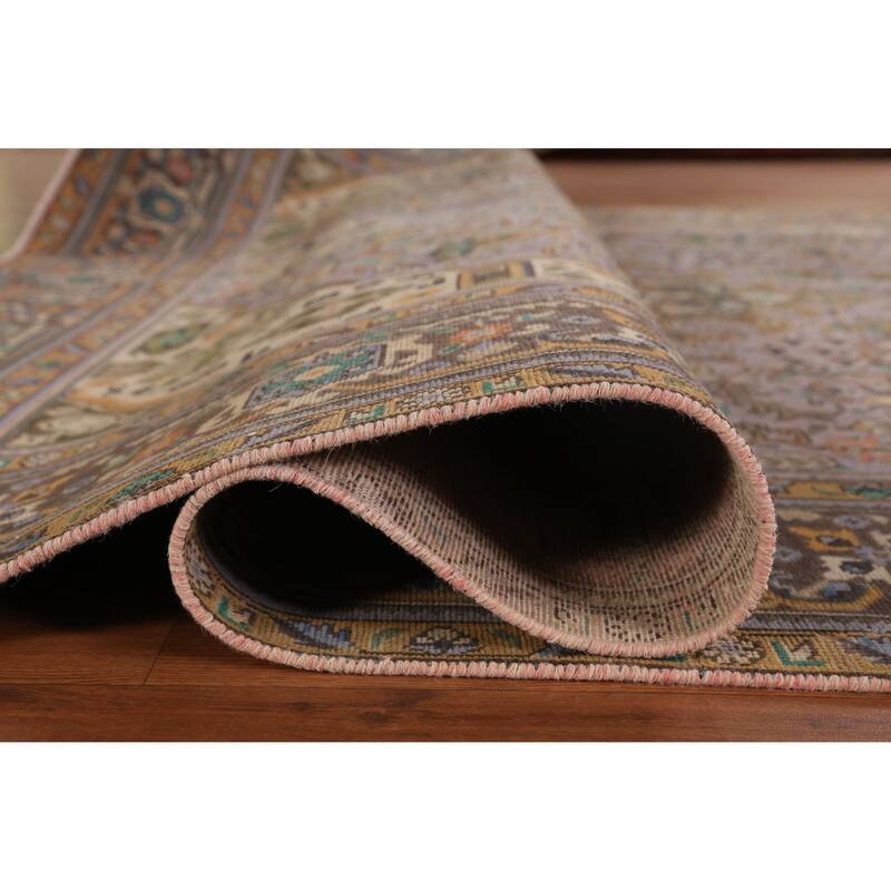 Hand Knotted Oriental 100% Wool Carpet Traditional Medallion Purples Tabriz Area Rug - 11' 1'' X 7' 9''