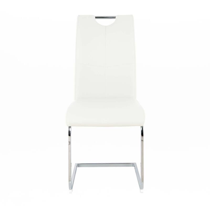 PU Dining Chair Living Room Chair with Silver Leg(Set of 4)
