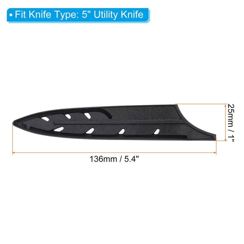 Plastic Kitchen Knife Sheath Cover Sleeves for 5" Utility Knife - Black - 2 Pcs