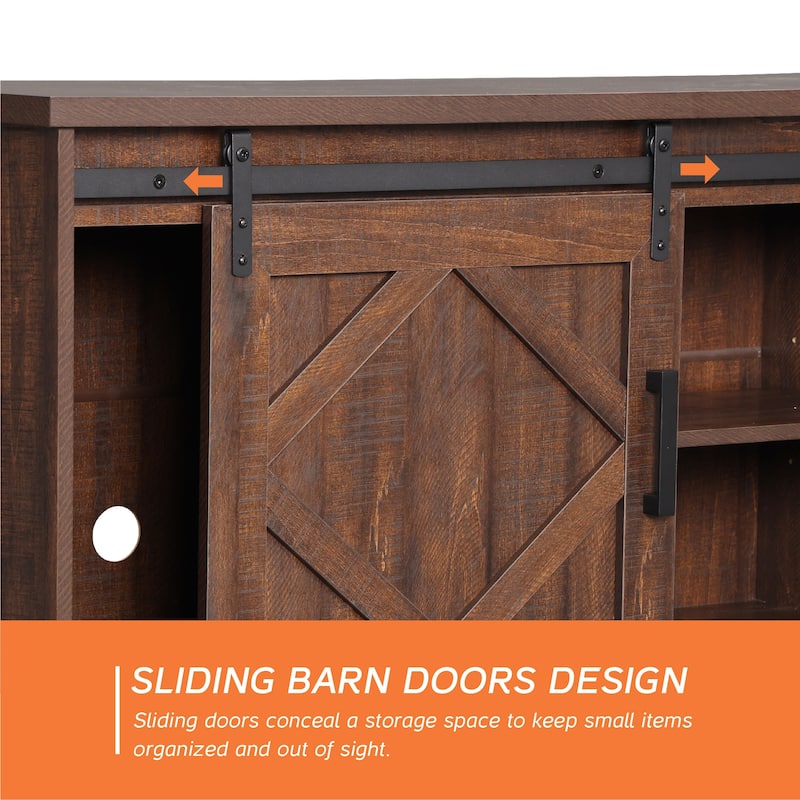 Farmhouse TV Stand Modern Sliding Barn Door Entertainment Center