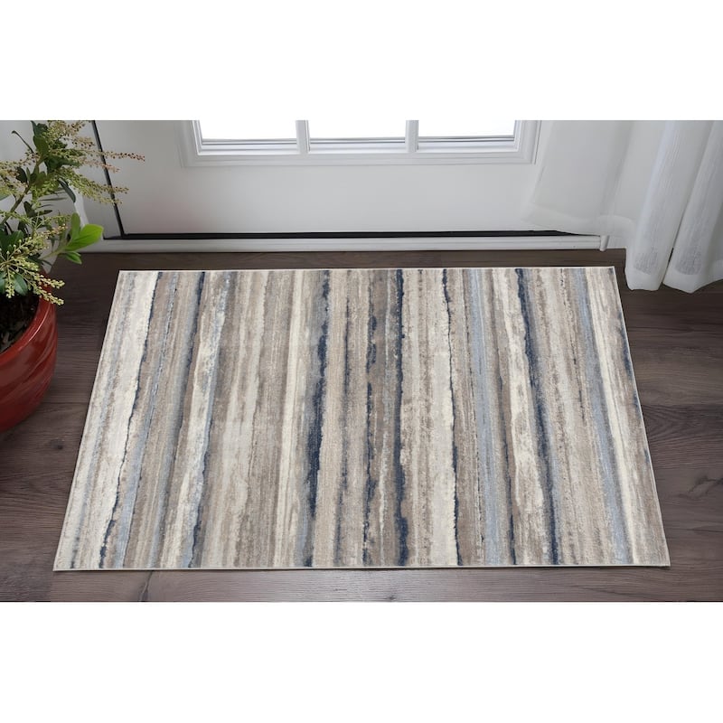 HomeRoots Striped Contemporary Rectangle Area Rug - 36 in. x 27 in. x 0.4 in. - 36 in. x 27 in.  x 0.4 in.