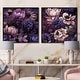preview thumbnail 1 of 10, Designart "Gothic Botanicals Moody Patterns" Floral Framed Art Set Of 2 - Traditional Purple Wall Art Set 2 Pieces 33 in. W x 16 in. H - Black
