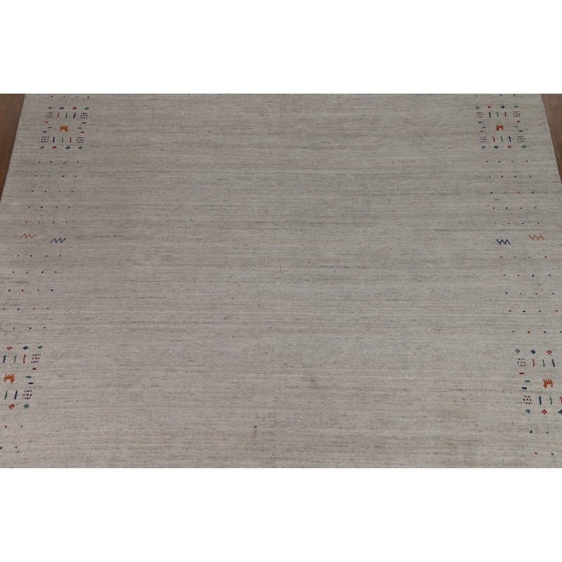 Hand Knotted Oriental 100% Wool Carpet Tribal Tribal Beige & Ivories Gabbeh Area Rug - 12' 2'' X 8' 11''