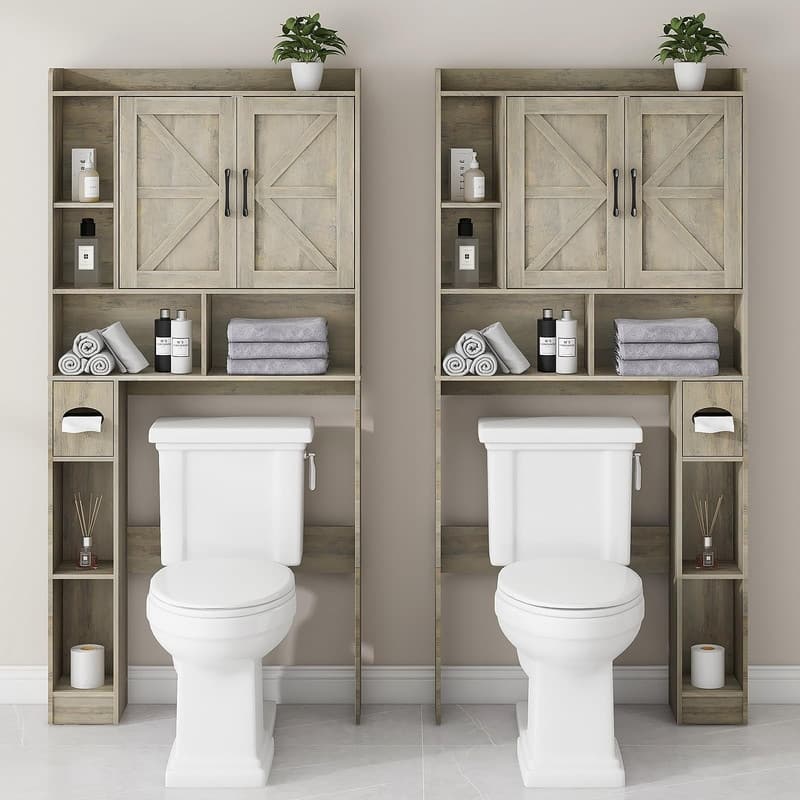Over The Toilet Storage Cabinet - 7.9"D x 32"W x 67"H