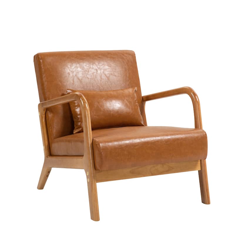 Mid Century Modern Upholstered Wood Frame Accent Chair