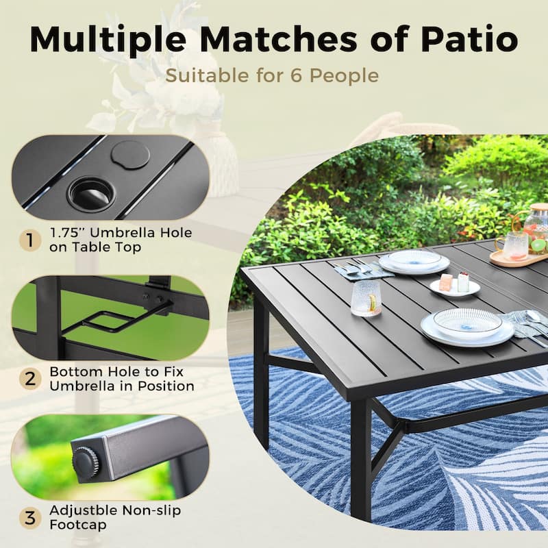 MAISON ARTS 9 Piece Patio Dining Set with 8 Stackable Textilene Chairs and 1 Metal Table
