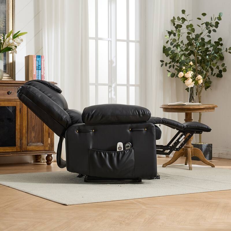 PU Leather Power Lift Recliner - Electric Heat & Massage Chair, Remote Control, Wide Seat - Elderly Comfort Assistive Recliner