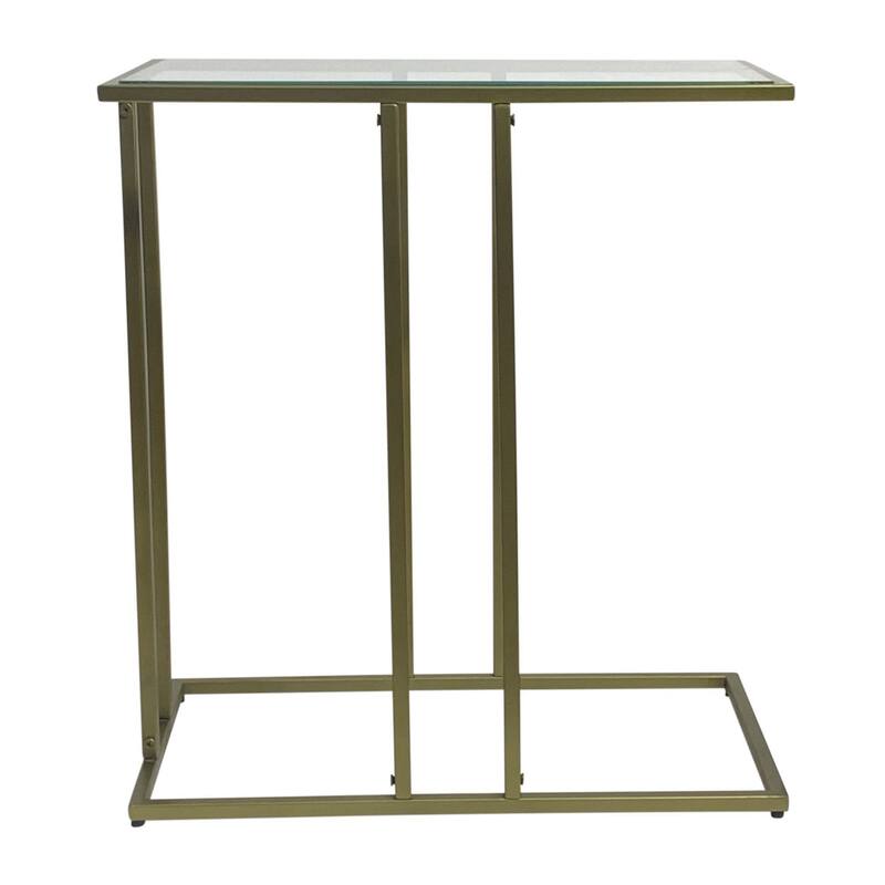 Tempered Glass End Table - 26" - Antique Gold Finish