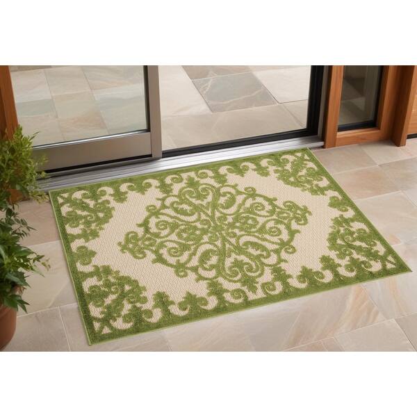 3'X5' Grey Machine Woven Uv Treated Ogee Indoor Outdoor Area Rug 3'X5' Grey Machine Woven Uv Treated Ogee Indoor Outdoor Area Rug