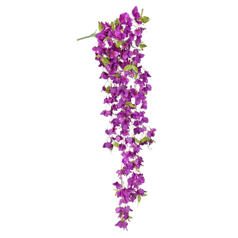 Purple Artificial Bougainvillea Flower Stem Hanging Spray Bush 50in - 50" L x 8" W x 8" DP - 50" L x 8" W x 8" DP - Purple