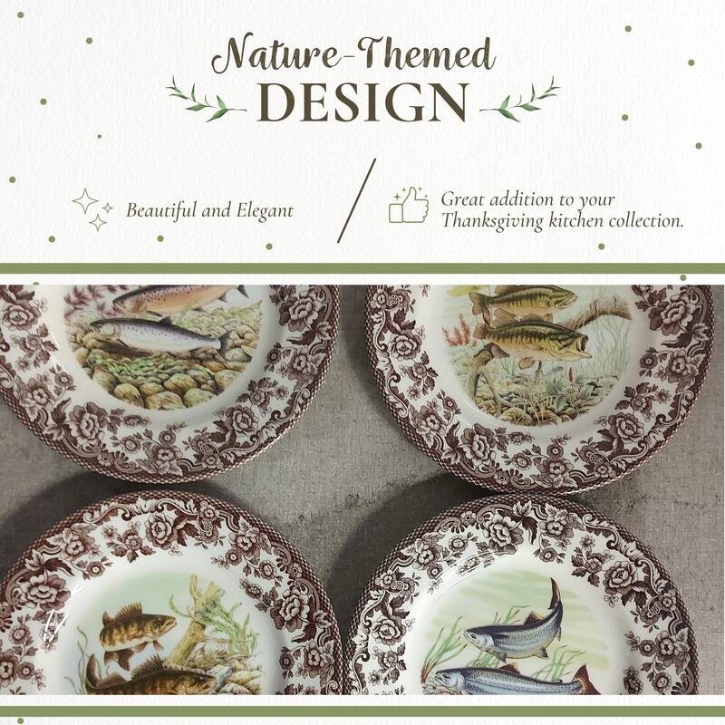 Spode Woodland Fish Motif Salad Plate