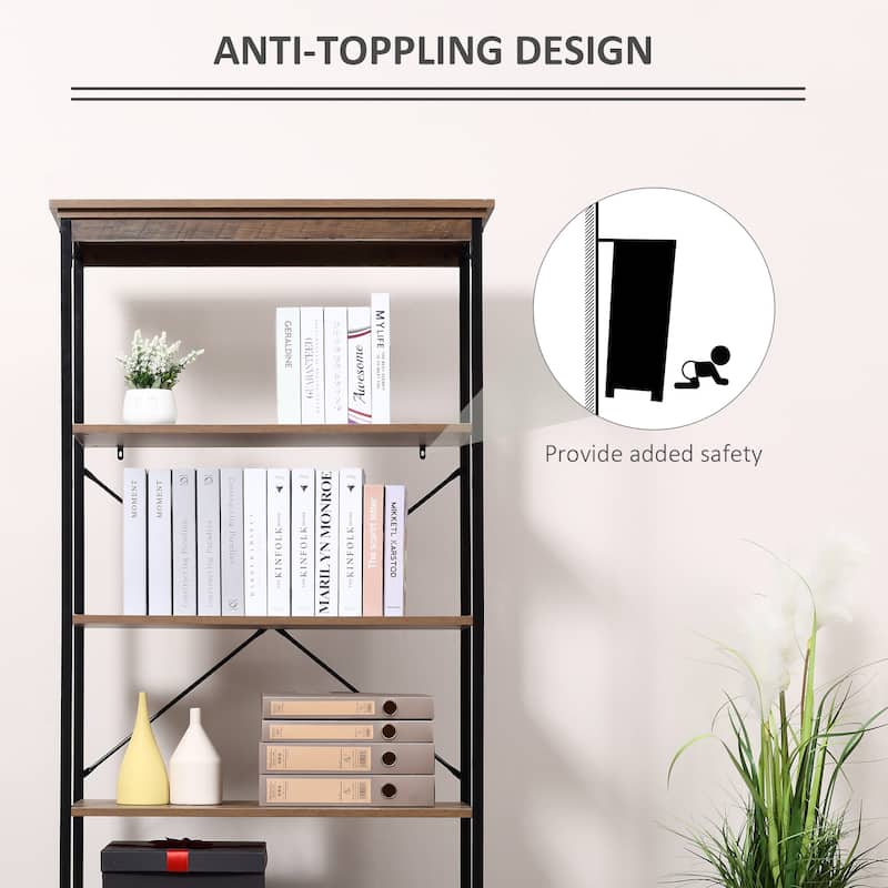HOMCOM 2/4-Tier Industrial Style Storage Steel Wooden Shelf with a Robust Multi-Functional Design, Tall Organizer