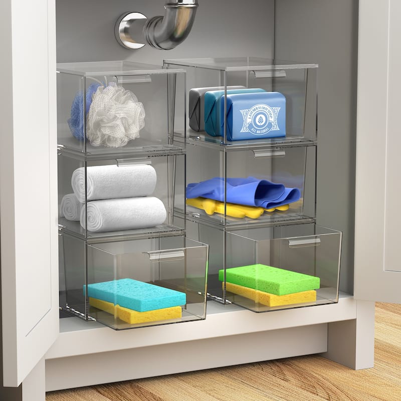 Makeup Organizer Drawers (4 Drawer Set) - Clear - 7.4in x 6in x 4.4in