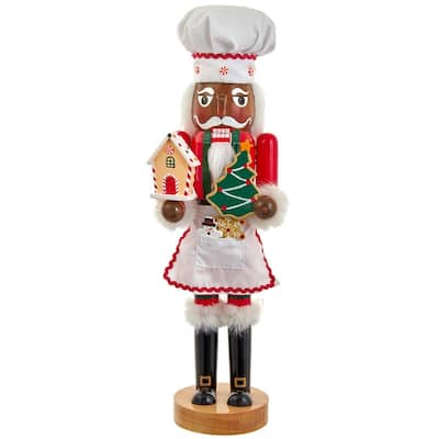 Kurt Adler 15-Inch Wooden African American Chef Nutcracker - Multicolored