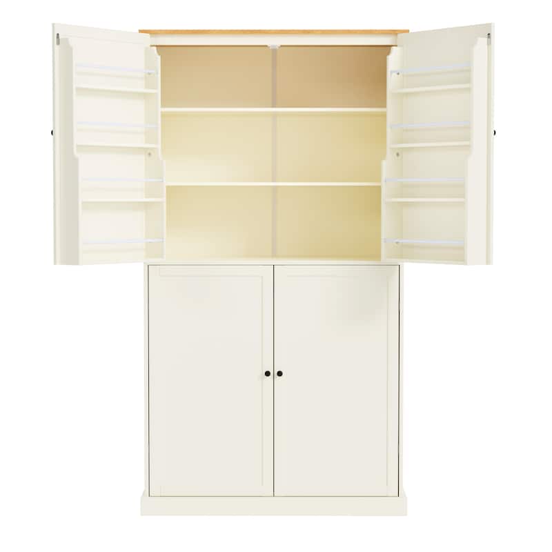 71" Tall Kitchen Pantry Cabinet with 2 Drawers,2 Adjustable Shelves, 8 Door Shelves