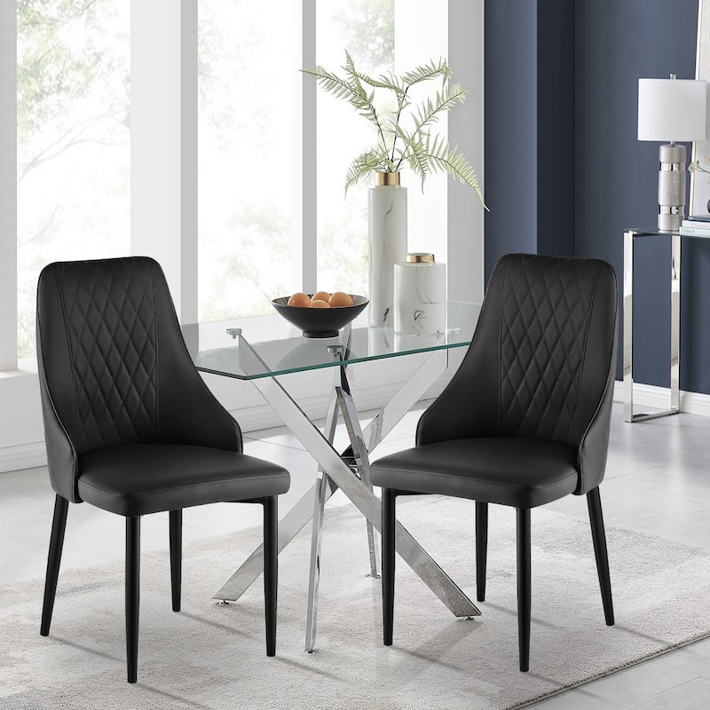 Faux Leather Upholstered Dining Chairs Set of 2 - 35.63"H x 17.72"W x 17.32"D