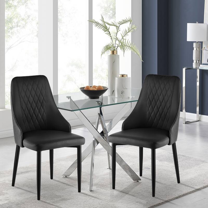 Faux Leather Upholstered Dining Chairs Set of 2 - 35.63"H x 17.72"W x 17.32"D