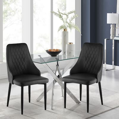 Faux Leather Upholstered Dining Chairs Set of 2 - 35.63"H x 17.72"W x 17.32"D