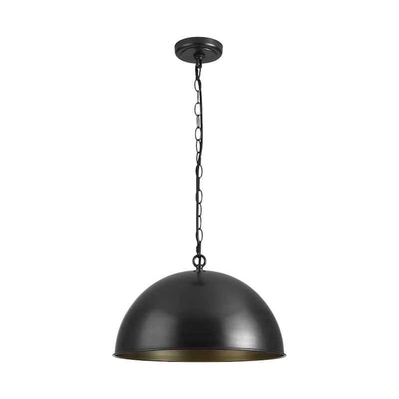 Retro Scandinavian Black Oversized Metal Dome Pendant Light