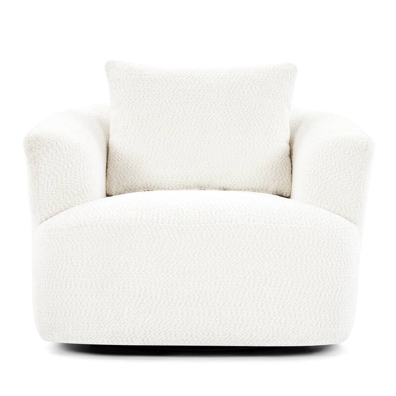 Swivel Chair with Throw Pillow & Spring Seat