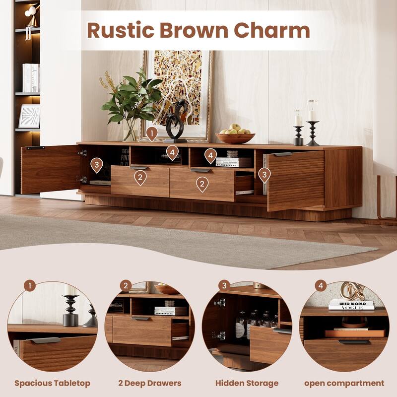 78 inch Modern TV Stand for TVs up to 85", Entertainment Center with Deep Drawer & Cable Management