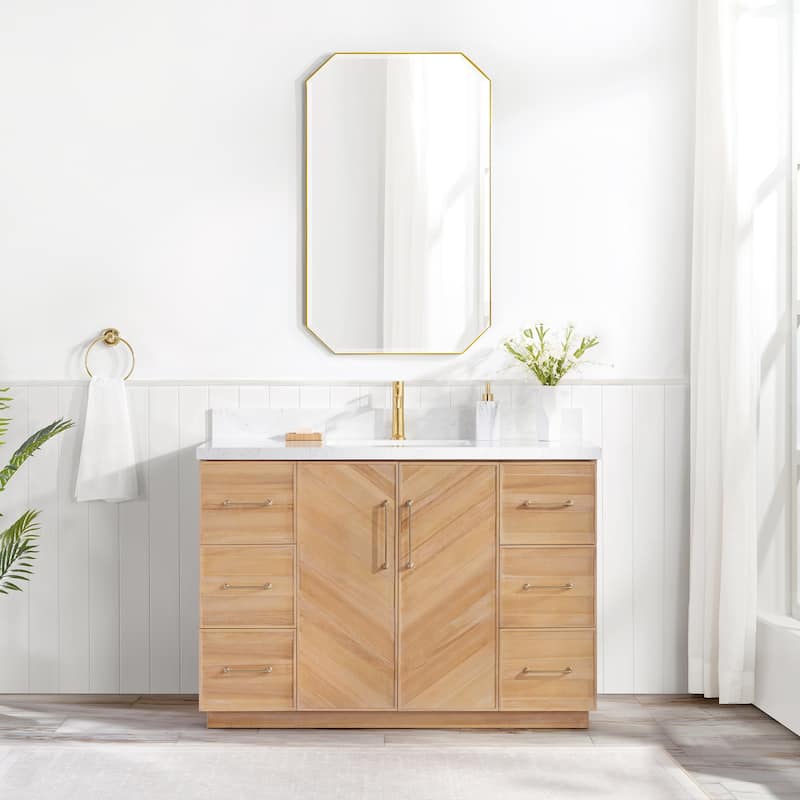 Karachi Bath Vanity with White Grain Stone Top, no Mirror