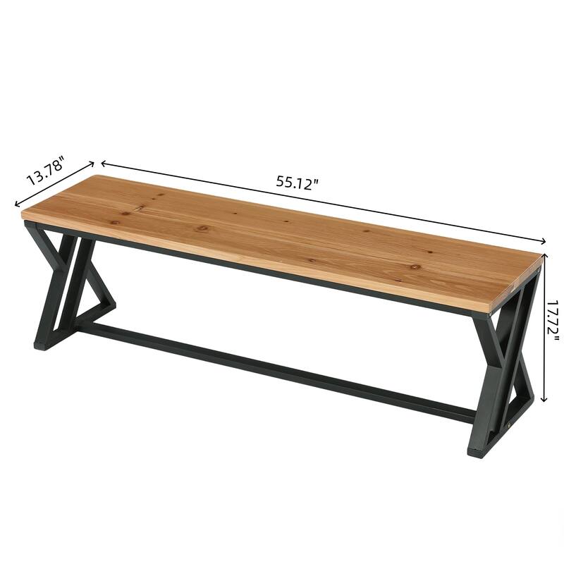 Solid Wood Entryway Bench With Metal Legs