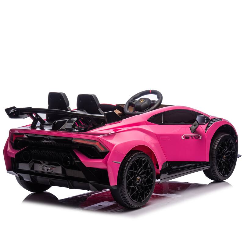 Lamborghini Huracan Sto 24V Kids Electric Ride-On Drift Car:Speeds 1.86-5.59 MPH,Ages 3-8, Foam Front Wheels,Drift Feature