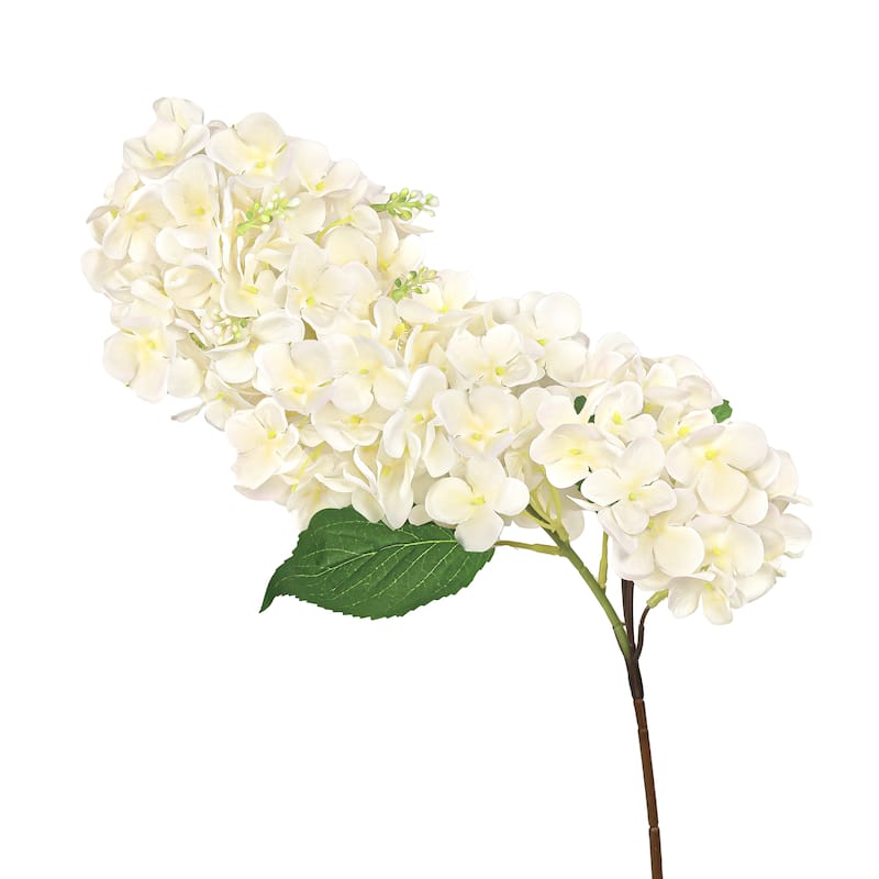 Set of 2 Deluxe Ivory Cream Artificial Cone Hydrangea Flower Stem Spray 34in - 35" L x 5" W x 5" DP