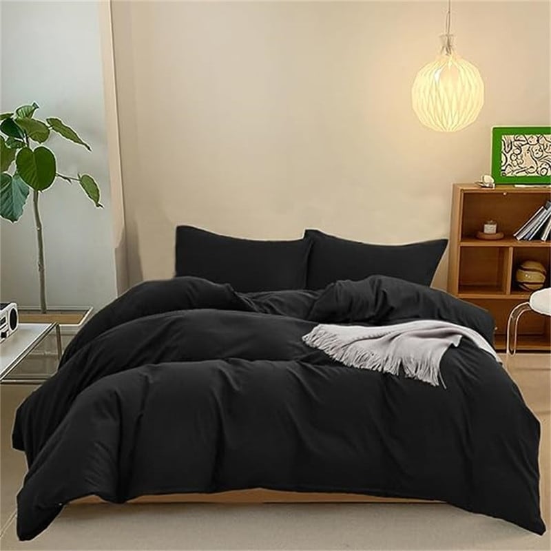 Cottonight Black Comforter Set Queen Black Solid Bedding Comforter Set Full  Wome