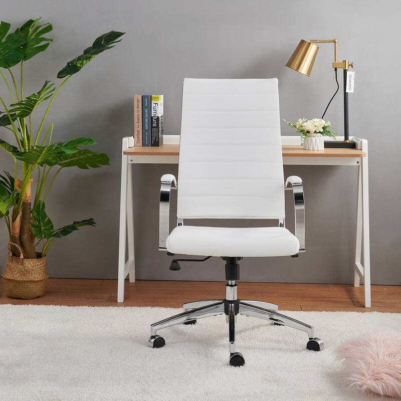 LUXMOD® Office Chair Faux Leather Silver Frame Adjustable and Swivel