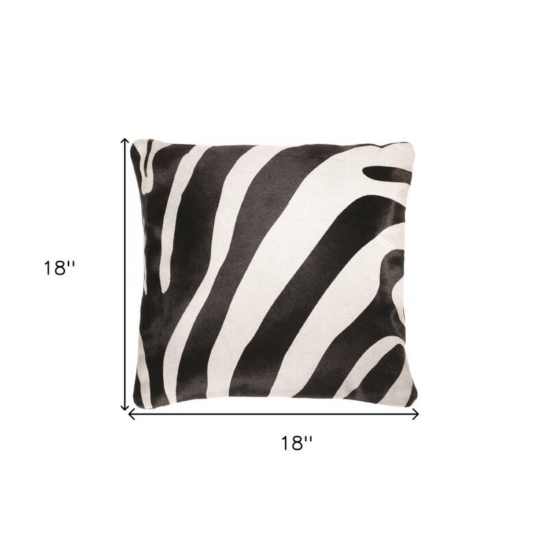 HomeRoots 18" Black and Off White Cowhide Throw Pillow