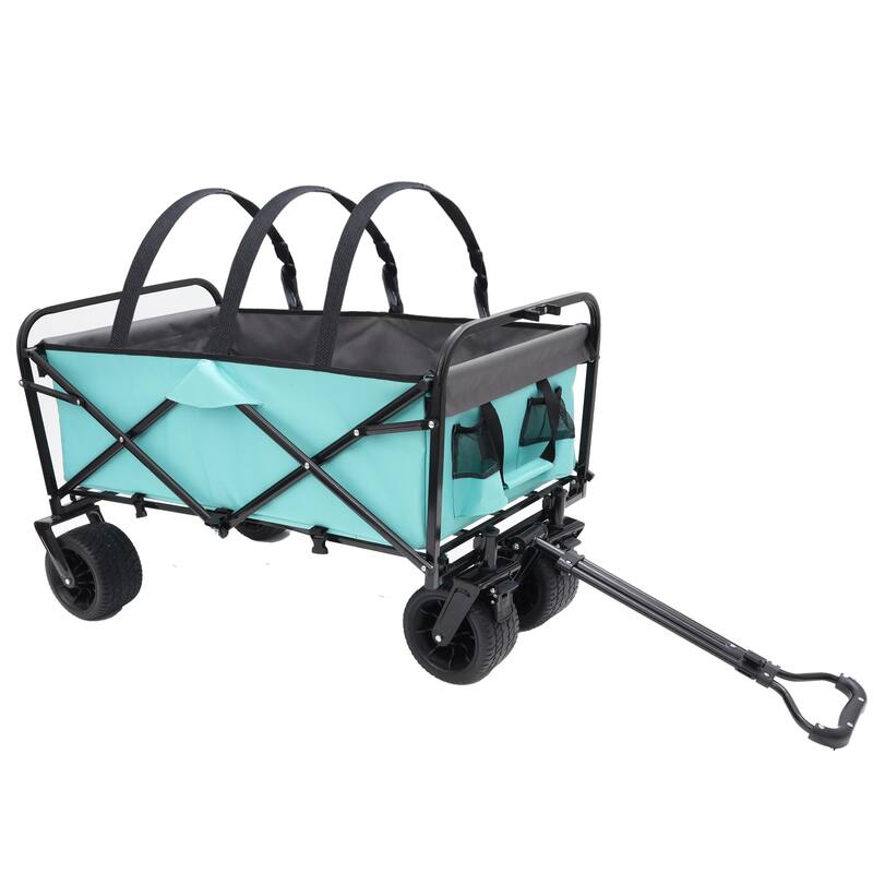 440Lbs Collapsible Foldable Wagon Cart With 3Pcs Liner Bag , Beach Wagon Utility Cart For Camping Shopping Sports