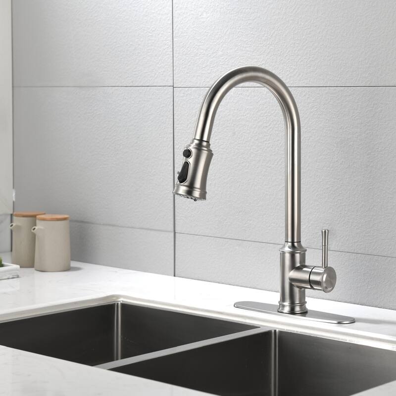 High Arc Stainless Steel Kitchen Faucet with Pull Down Sprayer