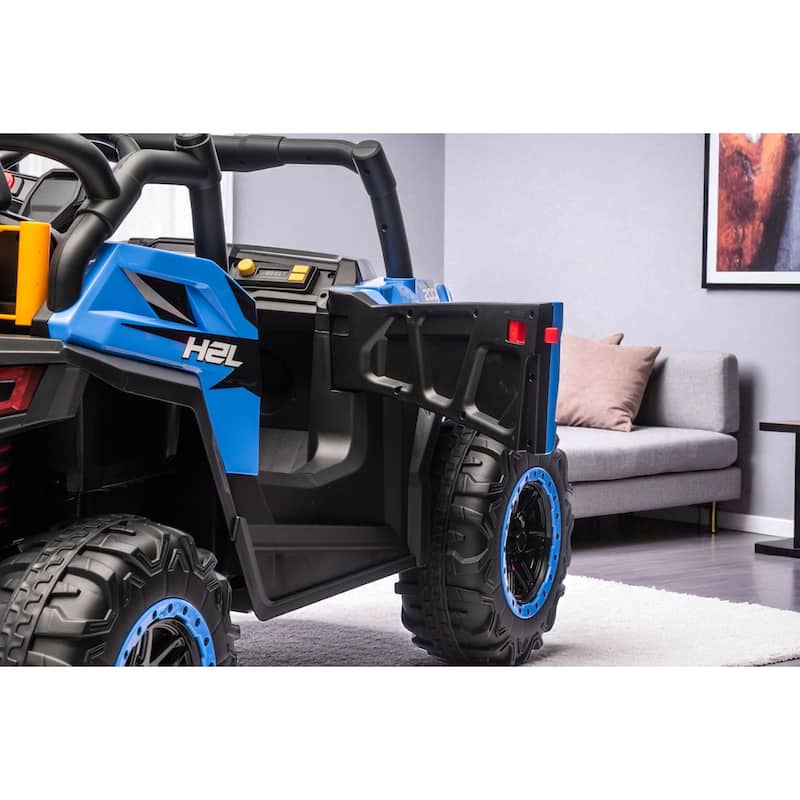24V 4WD 2-Seater Kids Ride On UTV with Remote Control, Bluetooth Music, Dual Doors, LED Headlights,Suspension & Battery Display