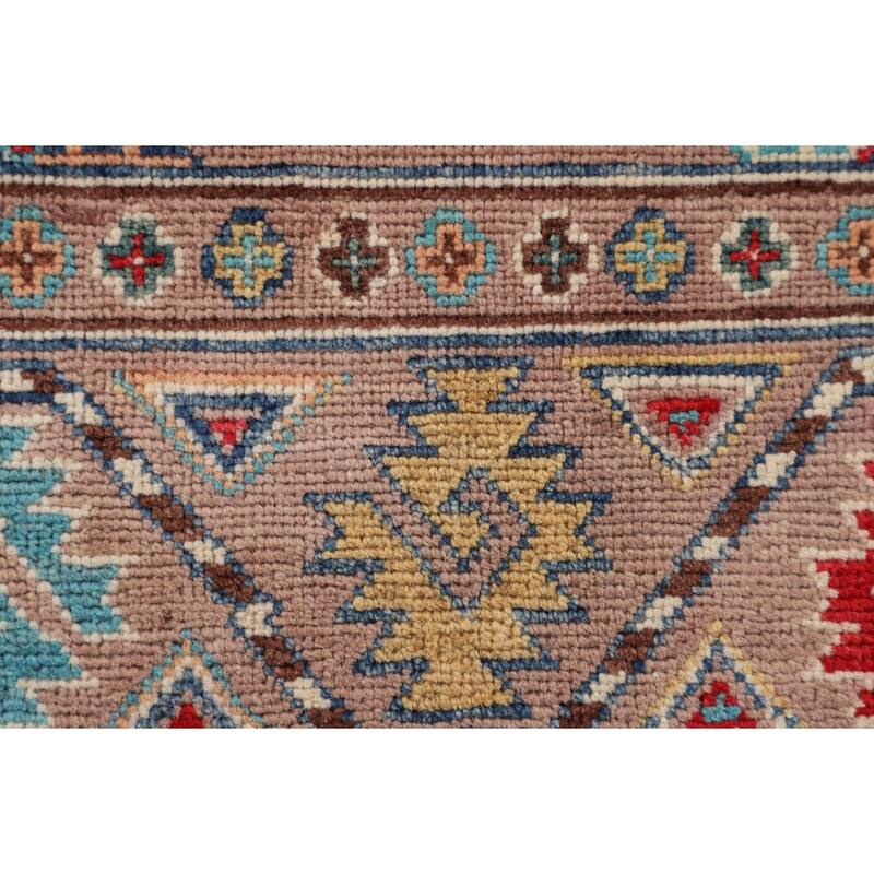 Traditional Beige Kazak Accent Rug Hand-Knotted Wool Carpet - 2'8" x 4'3"