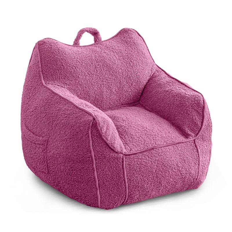Kids Bean Bag Chair,Sherpa Bean Bag Sofa Couch with Decorative Edges
